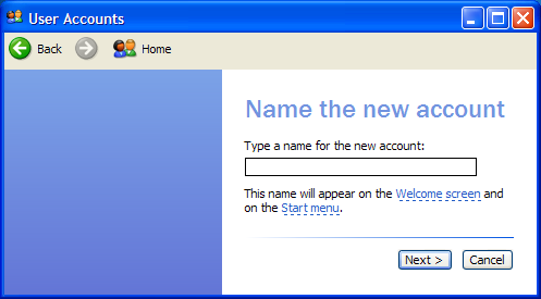 Step 5 - Name the new account