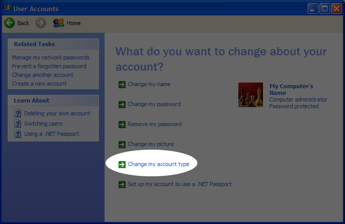 Step 8 - Change the account type