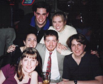 Karaoke at Carson's Sports Bar in St. Louis with Jessica, Ieva, and Heather - February 19, 2000